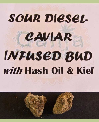 GanjaGourmetSourDieselCaviarInfusedBudlabel